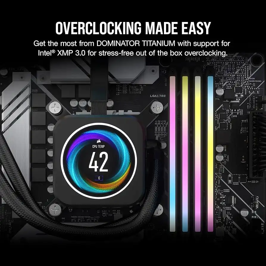 رم کامپیوتر DDR5 کورسیر دو کاناله 6600 مگاهرتز CL32 مدل DOMINATOR TITANIUM RGB White ظرفیت 96 گیگابایت (1)
