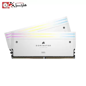 رم کامپیوتر DDR5 کورسیر دو کاناله 6600 مگاهرتز CL32 مدل DOMINATOR TITANIUM RGB White ظرفیت 96 گیگابایت