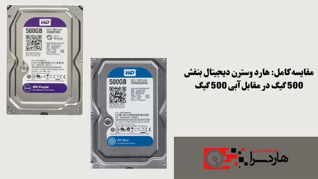 مقایسه کامل هارد وسترن دیجیتال بنفش 500 گیگ در مقابل آبی 500 گیگ